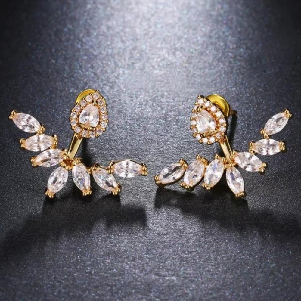 Sparky Flower Front Back Double Sided 2 Earrings in One